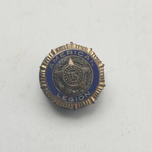 American Legion Sterling Blue Enamel Screwback Lapel Pin Vintage PAT DE 54296 US